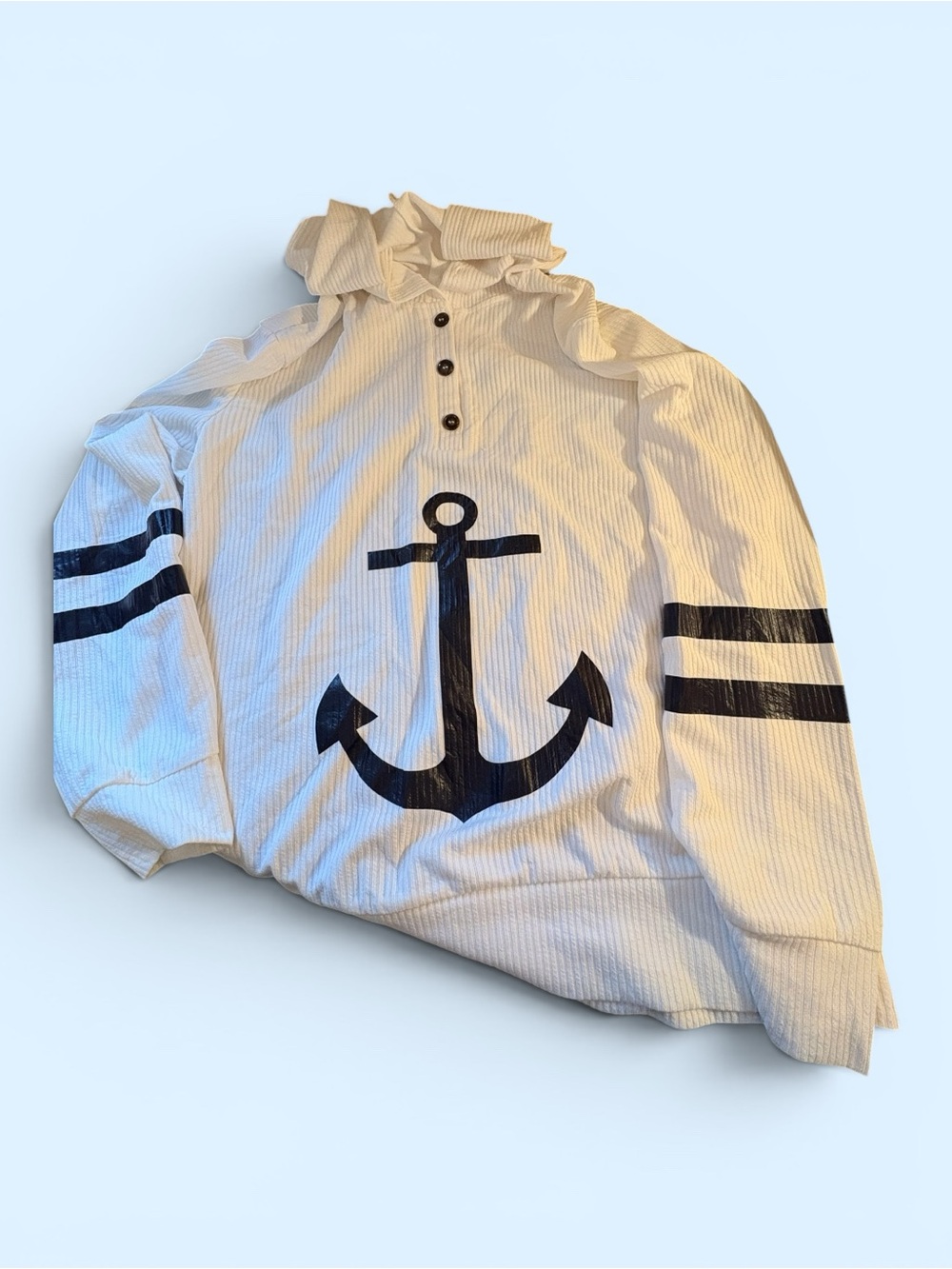 Women’s Nautical Hoodie - White with Navy Anchor. Ladies xl. Ready for summer!!! - Picture 2 of 14